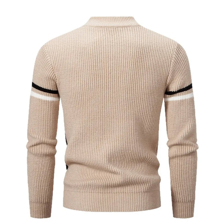 Men's Knit Jumper Wool Mix Mock Neck Pullover Sweater