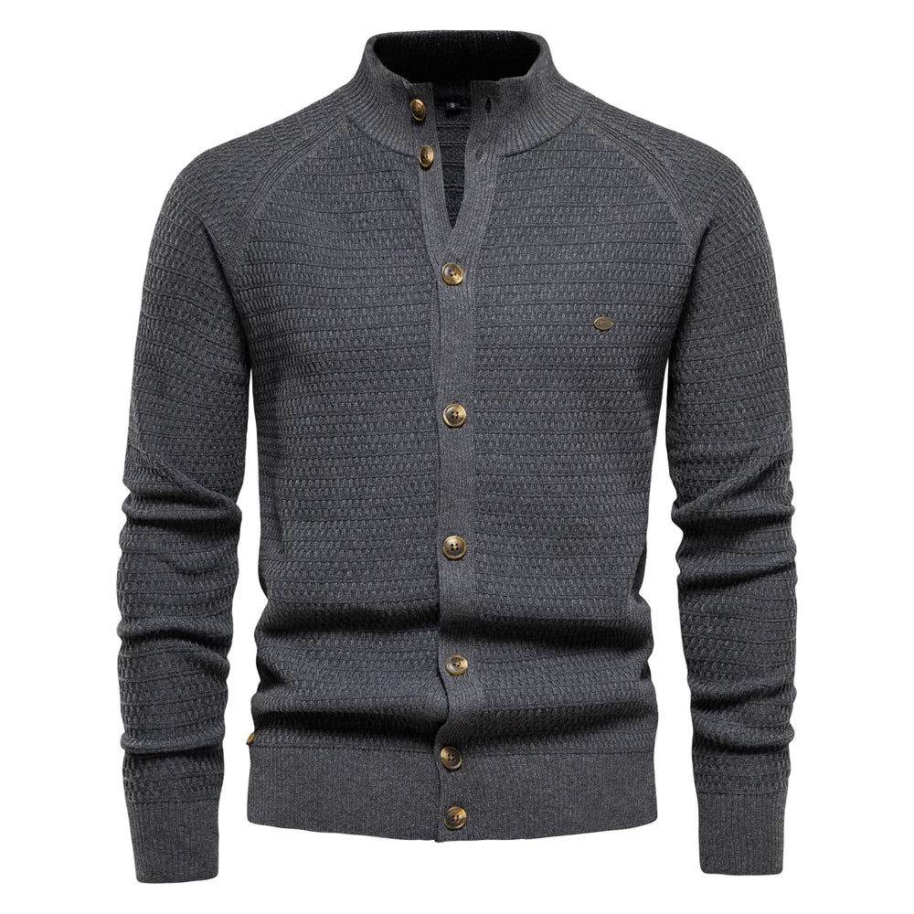 Men's Knit Stand Collar Cardigan Sweater