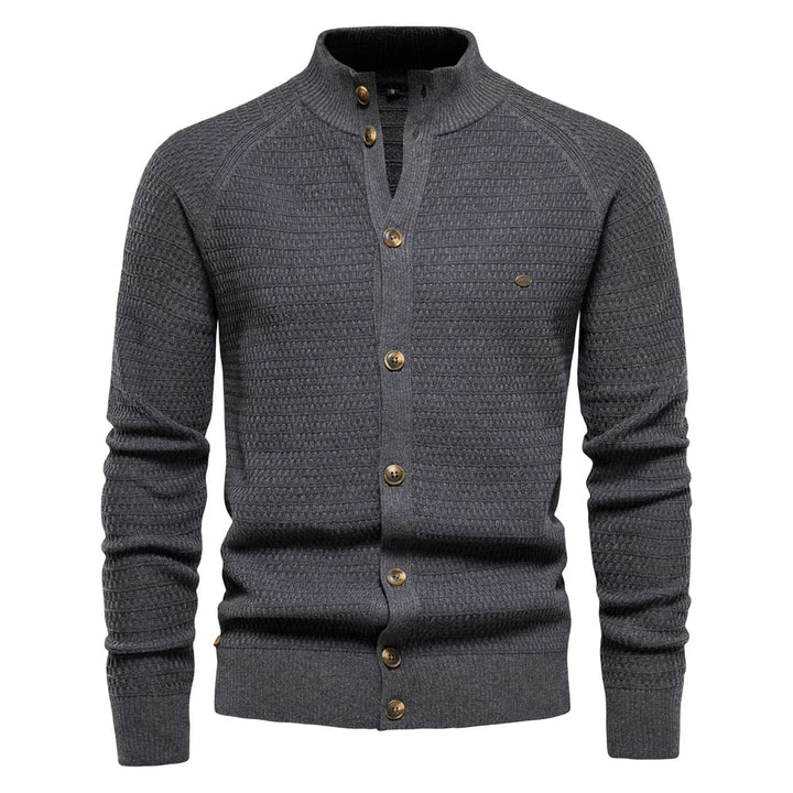 Men's Knit Stand Collar Cardigan Sweater