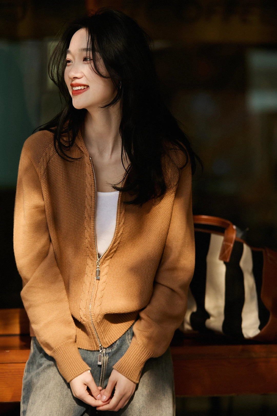 Women's Knit Hoodie Pullover Zip Up Jumper Sweatshirt