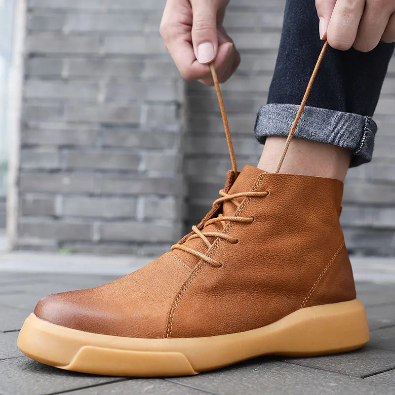 Men's Leather Lace-Up Casual Chukka Boots