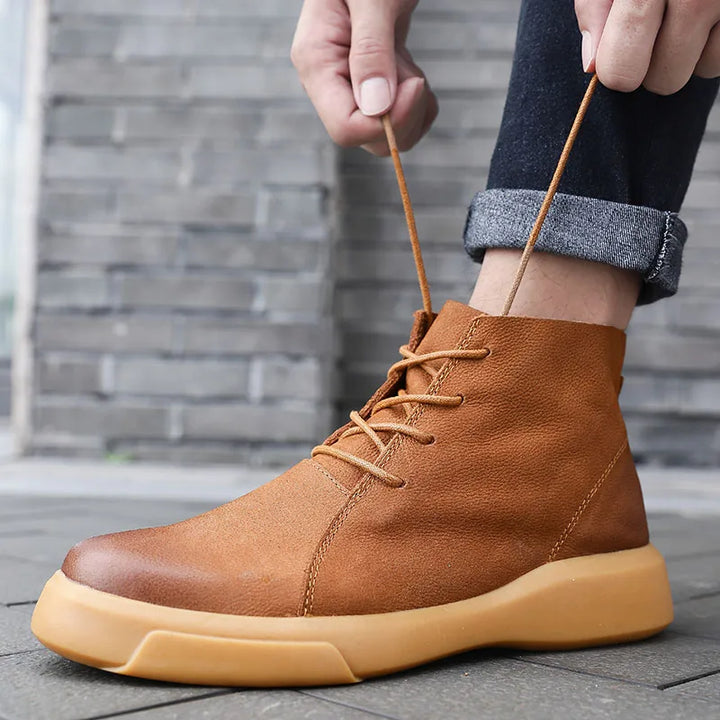 Men's Leather Lace-Up Casual Chukka Boots