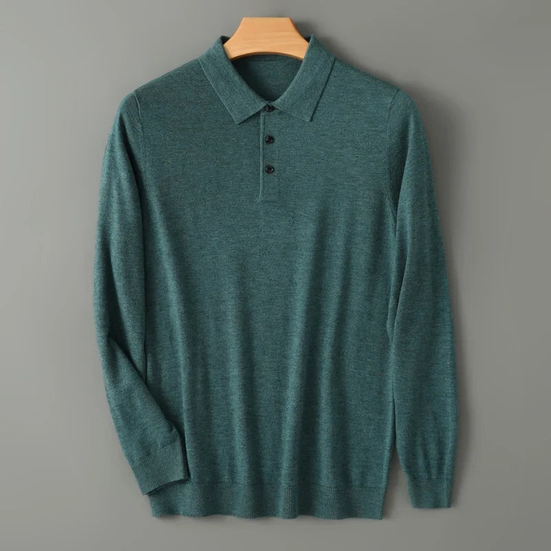 Pull polo en maille à manches longues pour homme