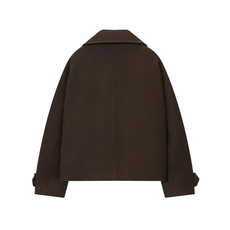 Women's Wool Double Breasted Cropped Coat
