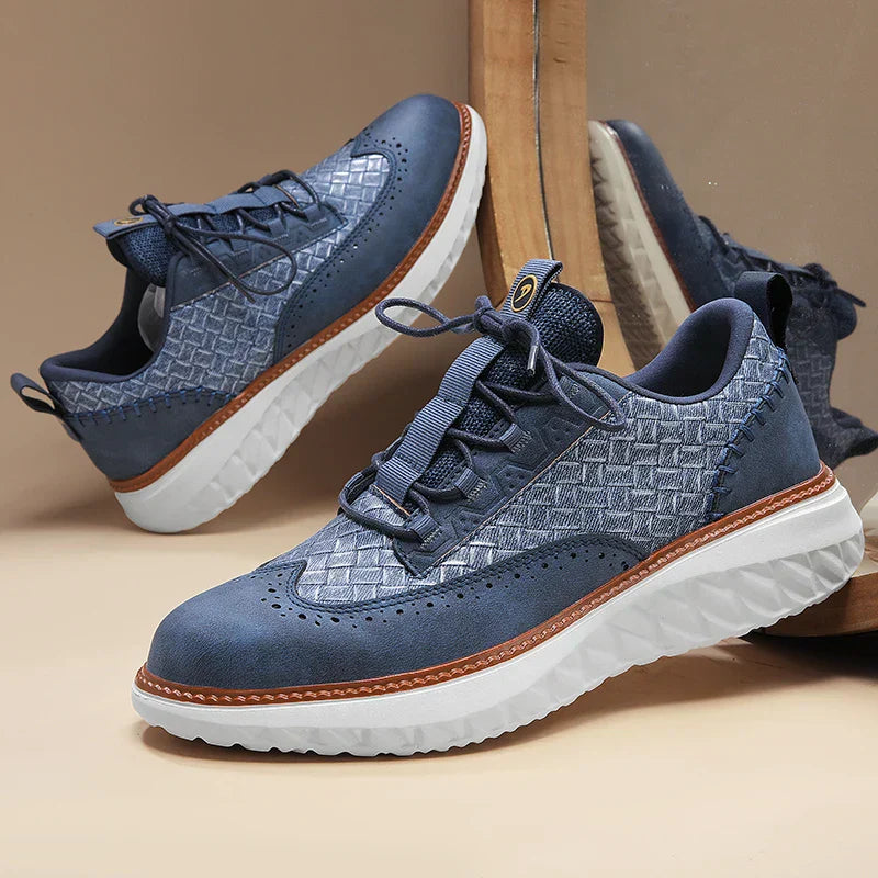 Men's Genuine Leather Casual Mesh Sneakers