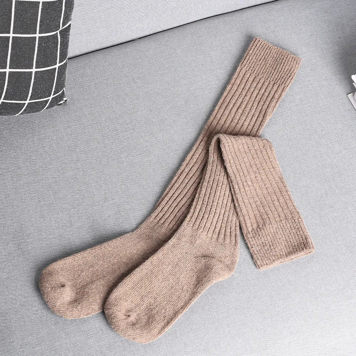 Women's Wool Mix Ribbed Over the Knee Long Slouch Socks
