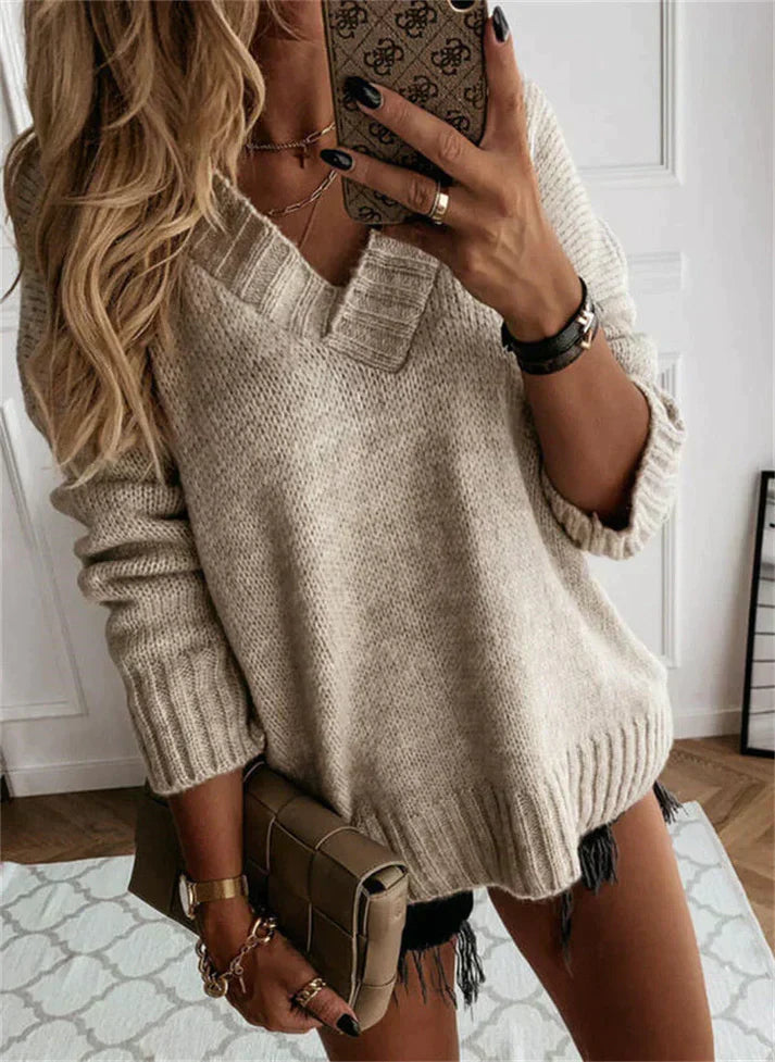 Women’s Merino Wool V-Neck Knit Pullover