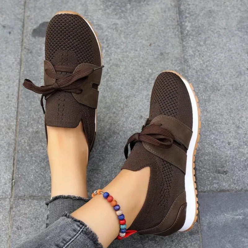 Women Sneakers Mesh Knit Low Top Lightweight Walking Shoes