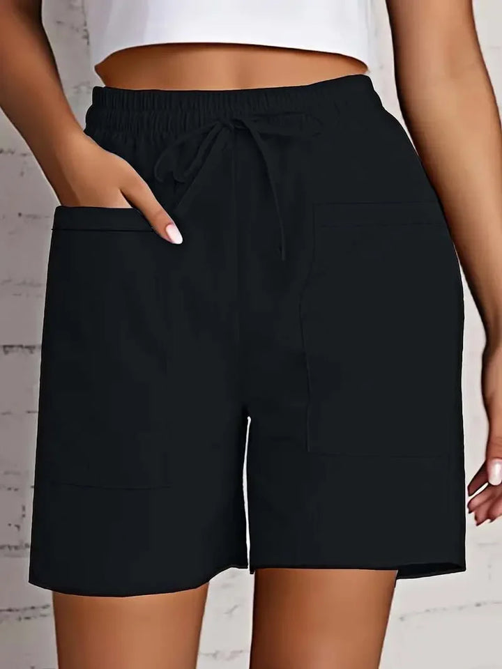 Women's Linen Blend Elastic Waist Casual Bermuda Shorts