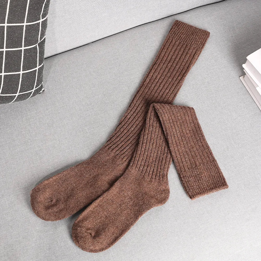 Women's Wool Mix Ribbed Over the Knee Long Slouch Socks