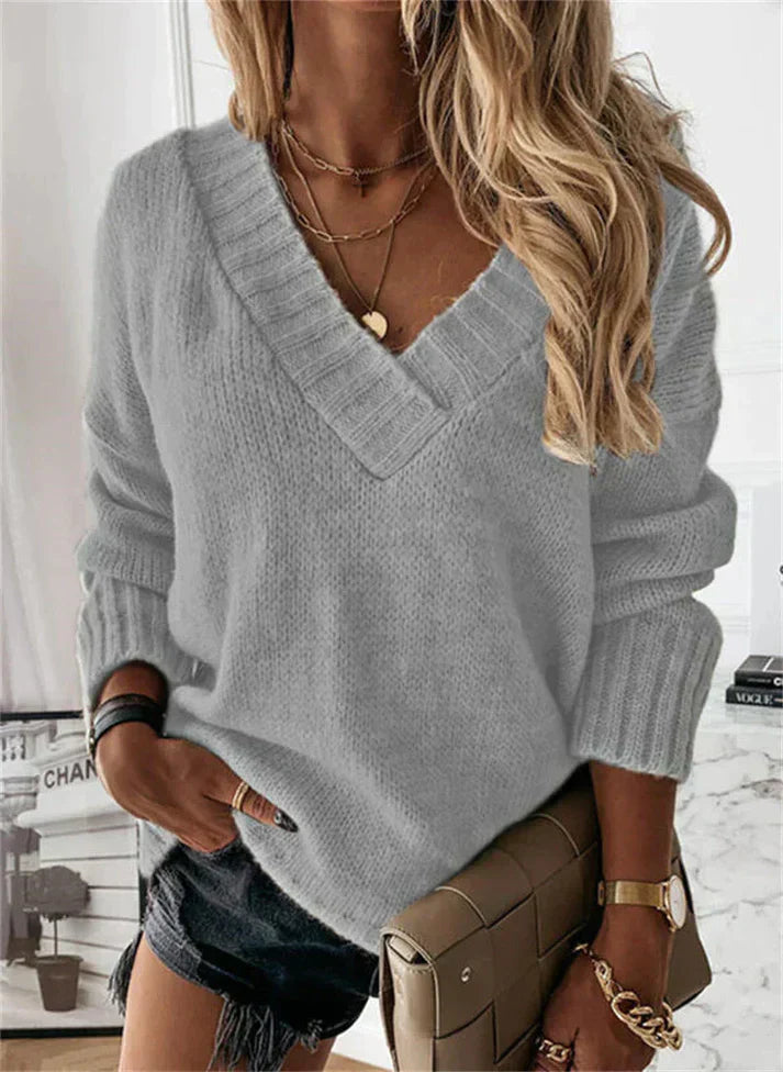 Women’s Merino Wool V-Neck Knit Pullover