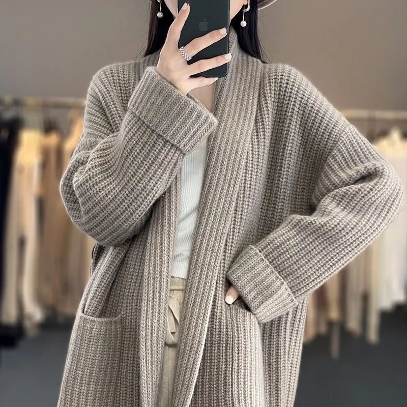 Women's Wool Knit Cardigan Jacket Oversized Sweater