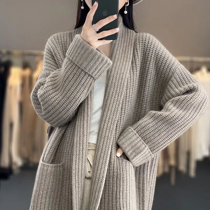 Women's Wool Knit Cardigan Jacket Oversized Sweater
