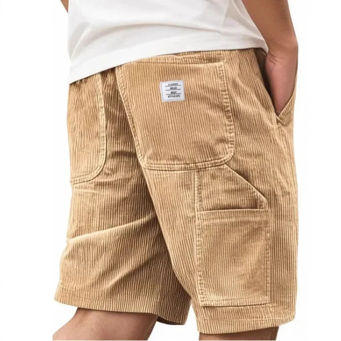 Men’s Corduroy Elastic-Waist Cargo Shorts