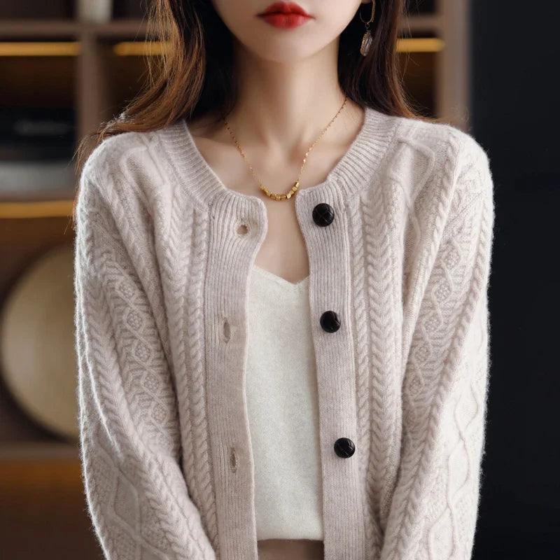 Women's Wool Cardigan Knit Button Up Sweater