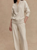 Women’s Knit Zip-Neck Pullover & Wide-Leg Trouser