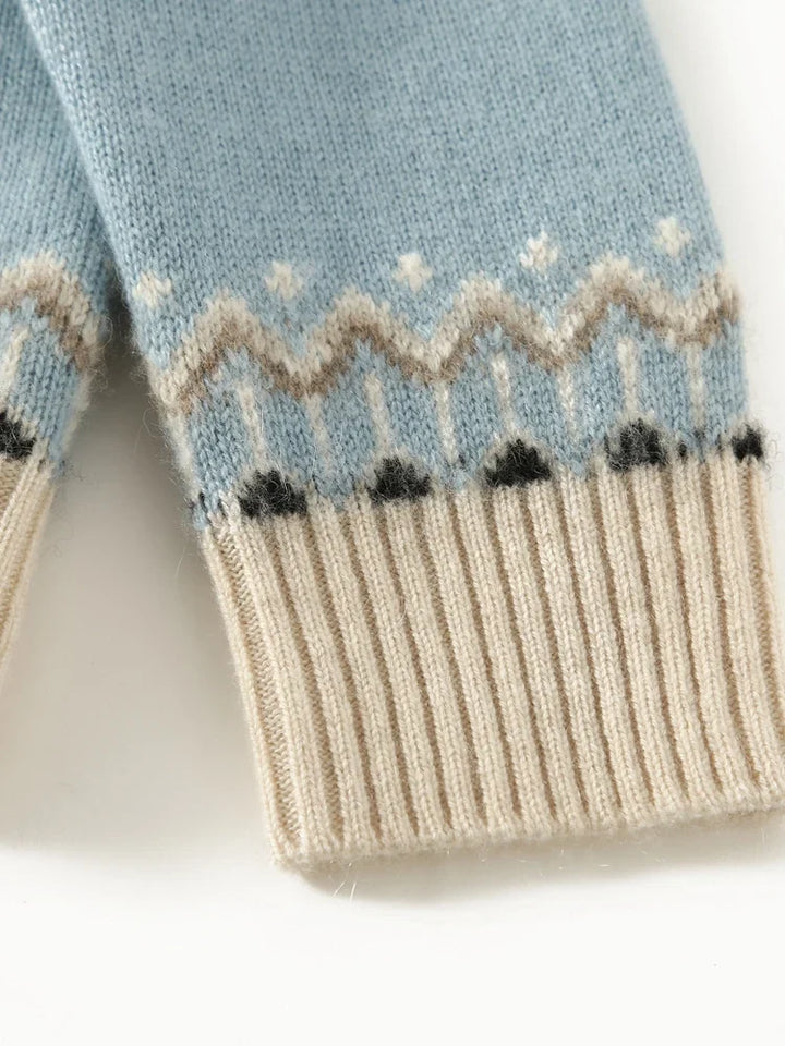 Women's Wool Knit Sweater Pullover Crewneck Fair Isle Knitwear