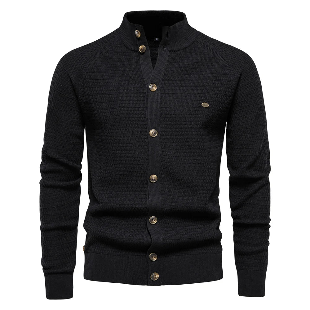 Men's Knit Stand Collar Cardigan Sweater