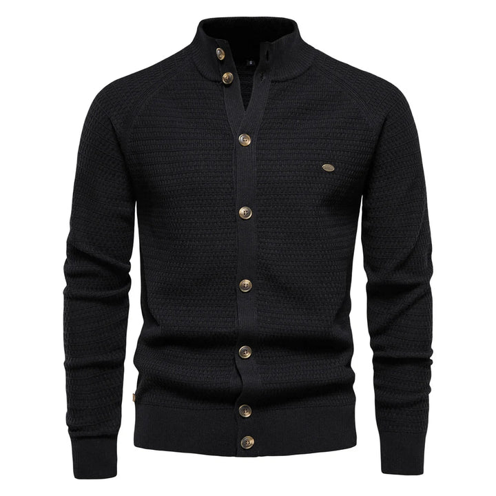 Men's Knit Stand Collar Cardigan Sweater