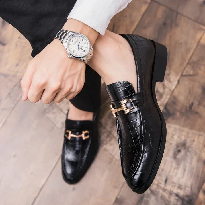 Men's Leather Slip-On Buckle Loafers