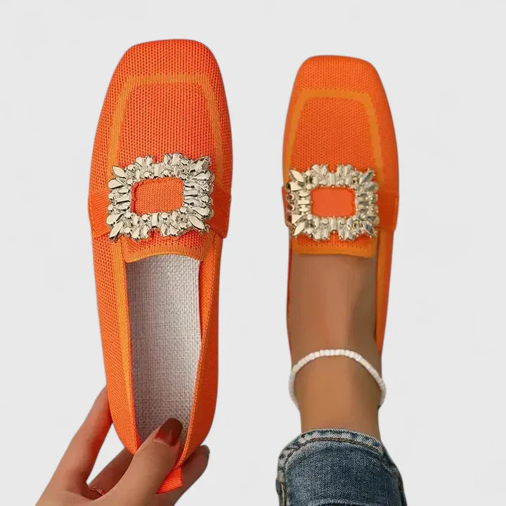 Orthopedic Women Knit Loafers Cushion Buckle Slip-On Shoes