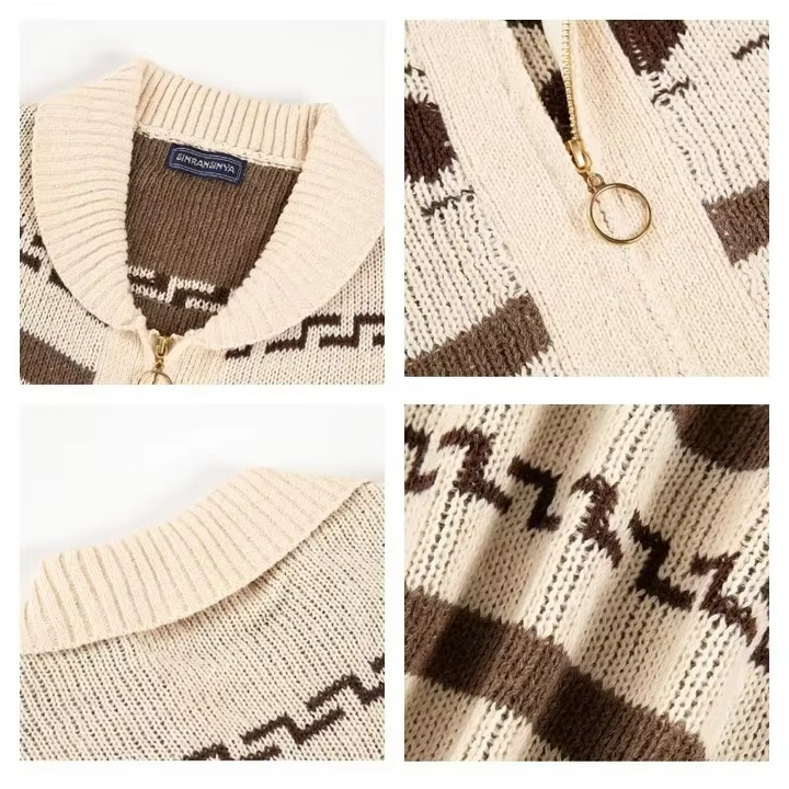 Men's Woolmix Shawl Collar Zip Up Cardigan Sweater