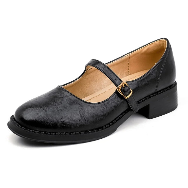 Women's Leather Mary Jane Block-Heel Shoes
