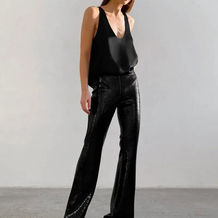 Women's Satin Sleeveless Scoop Neck Tank Top 