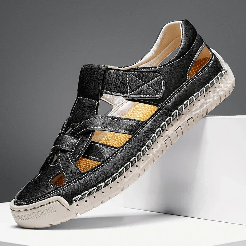 Sandales fermées pour homme en cuir, style pêcheur