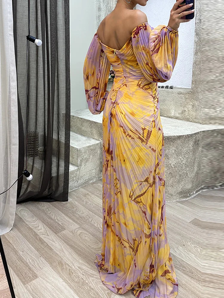 Women's Chiffon Off The Shoulder Maxi Dress