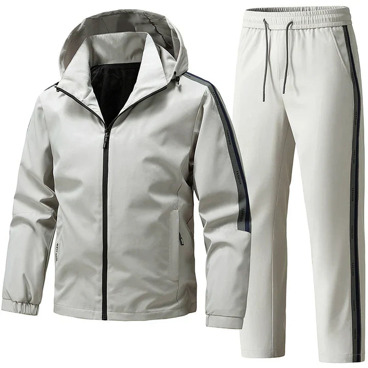 Men's Fleece Tracksuit Zip Up Hooded Sweatsuit Set