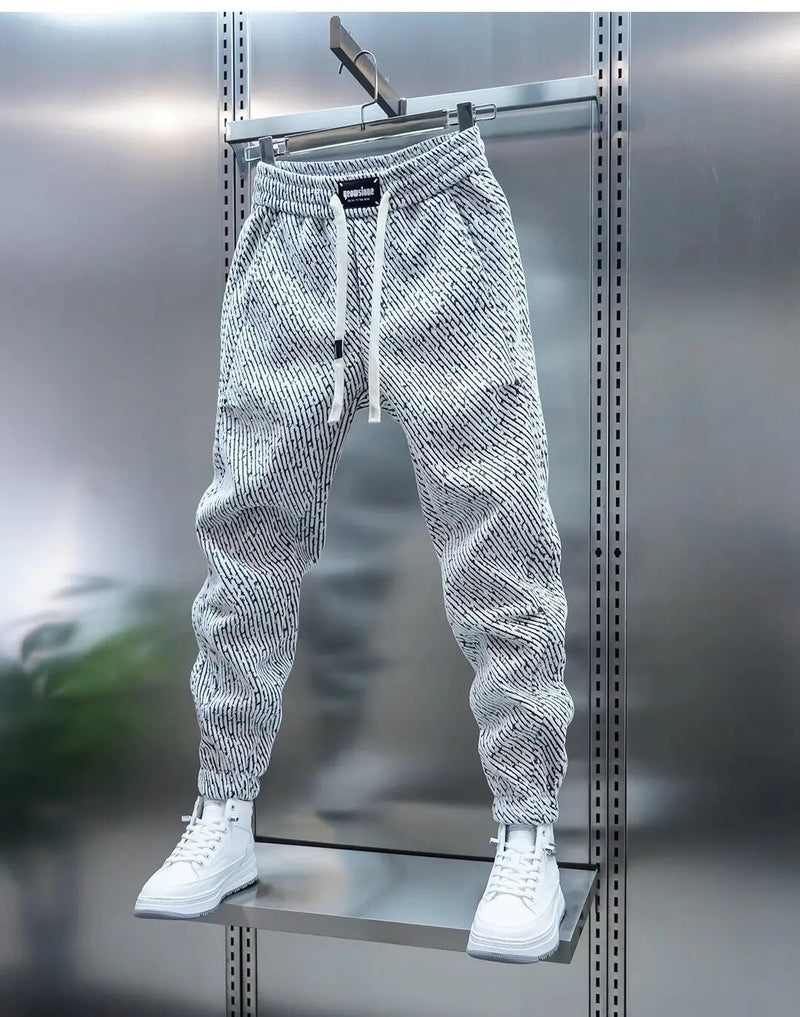 Men's Slim Fit Ribbed Knit Drawstring Jogger Pants