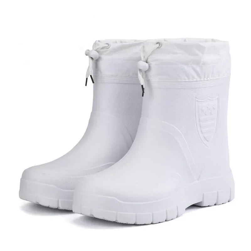Men's Fleece Lined Waterproof Rubber Rain Boots