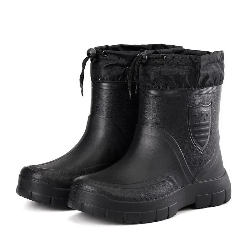 Men's Fleece Lined Waterproof Rubber Rain Boots