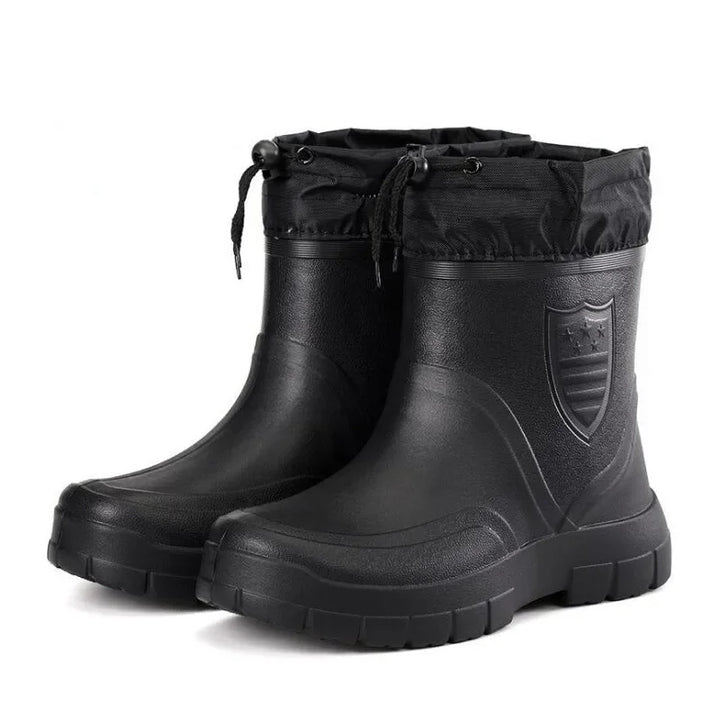 Men's Fleece Lined Waterproof Rubber Rain Boots