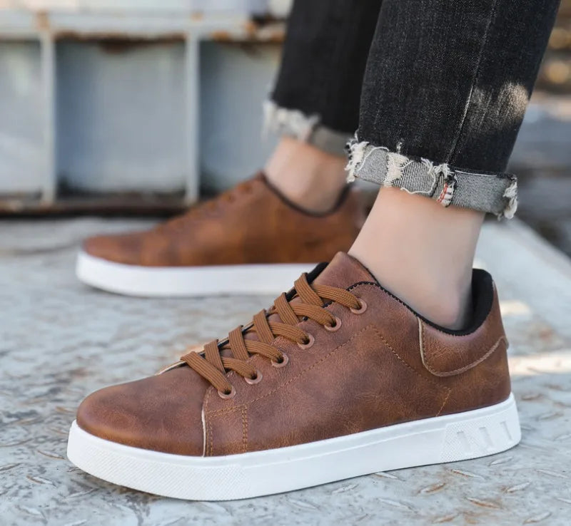 Leather Men's Sneakers Summer Lightweight Casual Walking Shoes