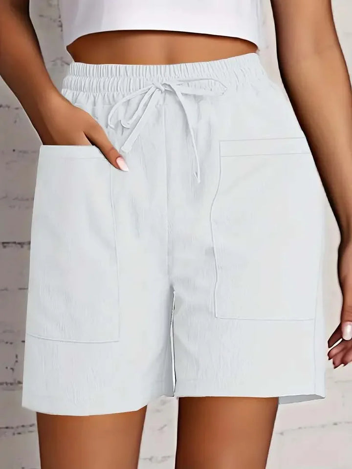 Women's Linen Blend Elastic Waist Casual Bermuda Shorts