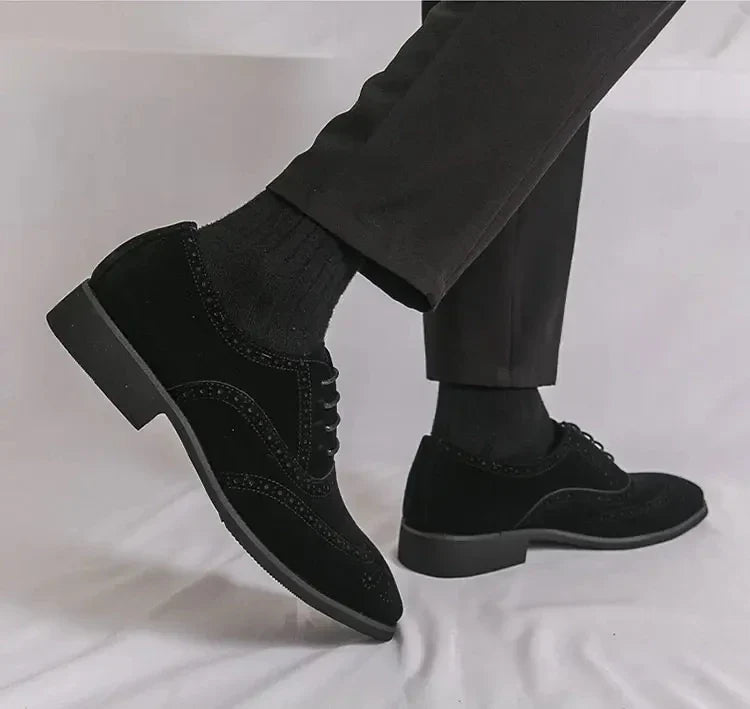 Men's Suede Leather Brogue Oxfords Dress Shoes