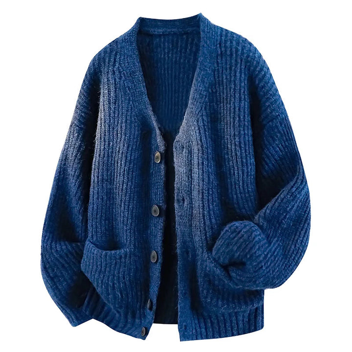 Pánský oversized vlněný pletený kardigan