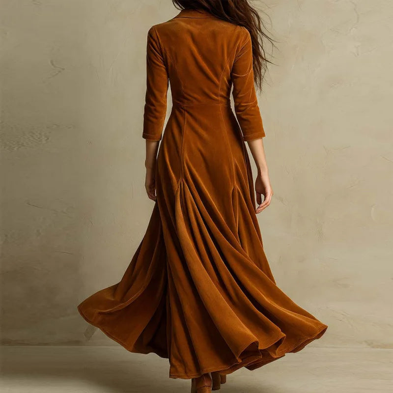 Women's V-Neck Tailored Velvet Maxi Dress