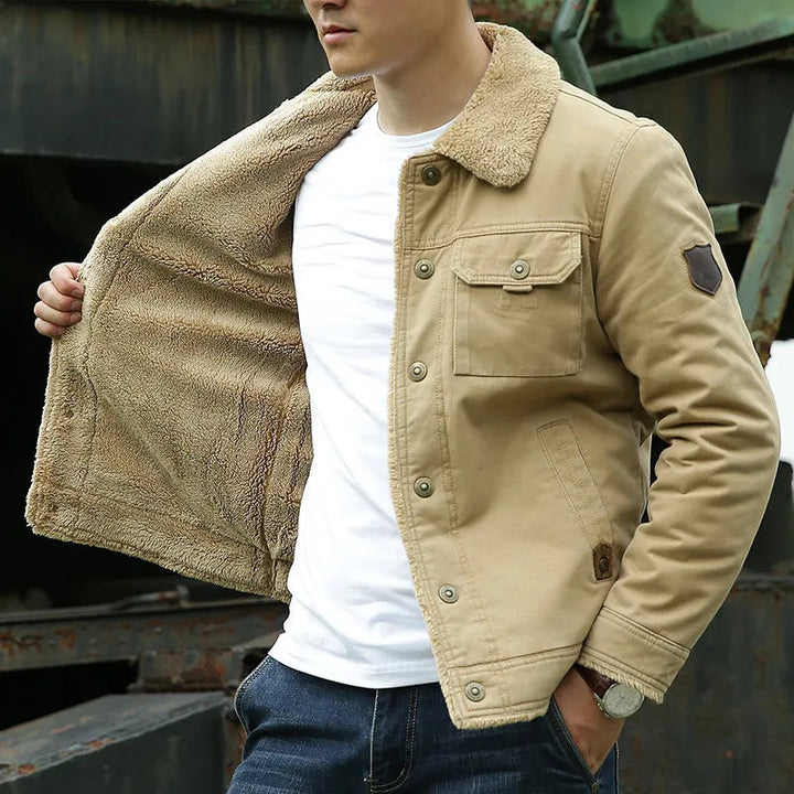 Men's Fleece Lined Trucker Cargo Work Jacket