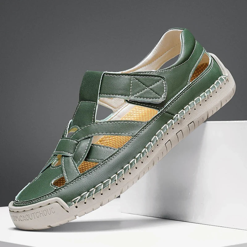 Sandales fermées pour homme en cuir, style pêcheur