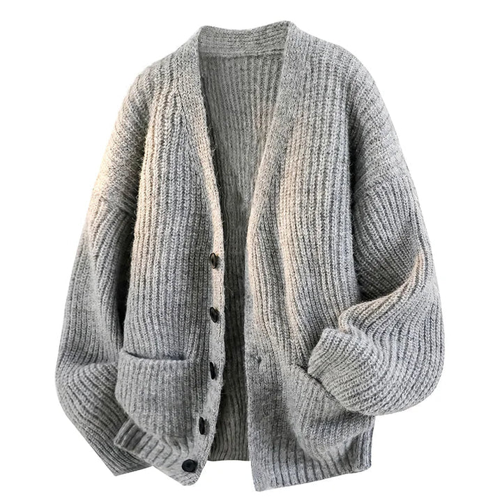 Pánský oversized vlněný pletený kardigan
