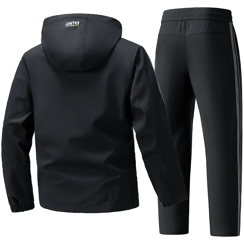 Men's Fleece Tracksuit Zip Up Hooded Sweatsuit Set