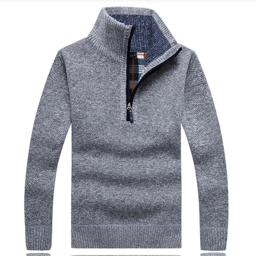 Men's Knit Fleece Quarter-Zip Pullover Sweater