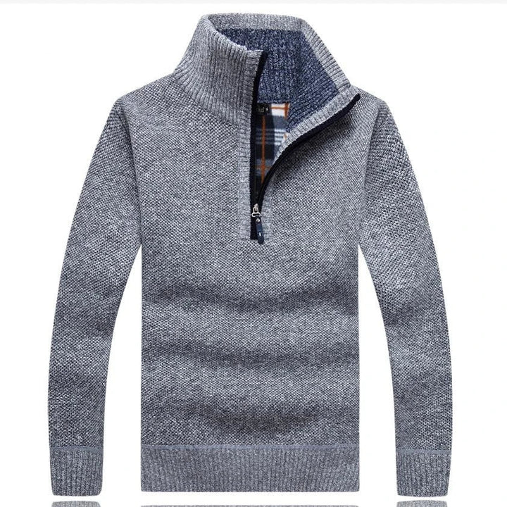 Men's Knit Fleece Quarter-Zip Pullover Sweater
