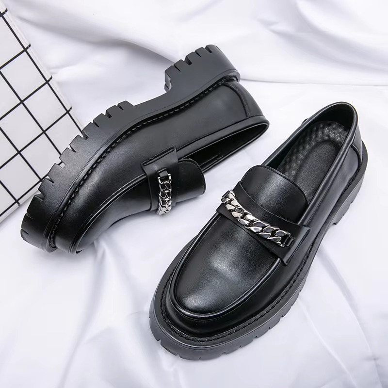 Women's Chunky Platform Leather Loafers Slip On Dress Shoes