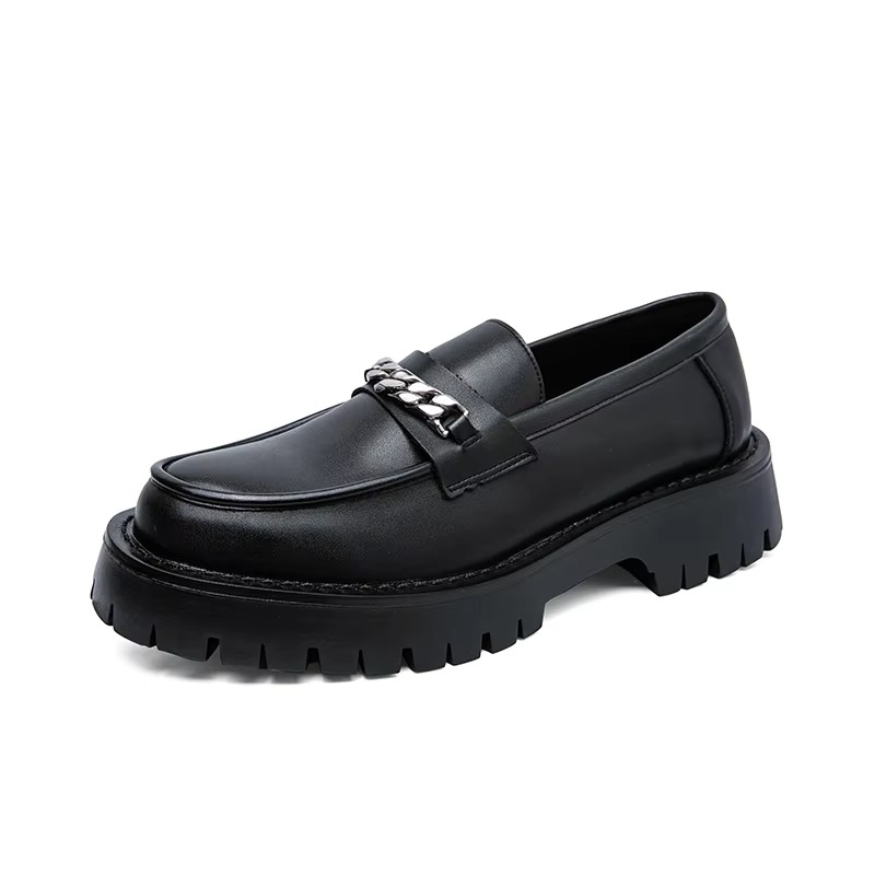 Women's Chunky Platform Leather Loafers Slip On Dress Shoes