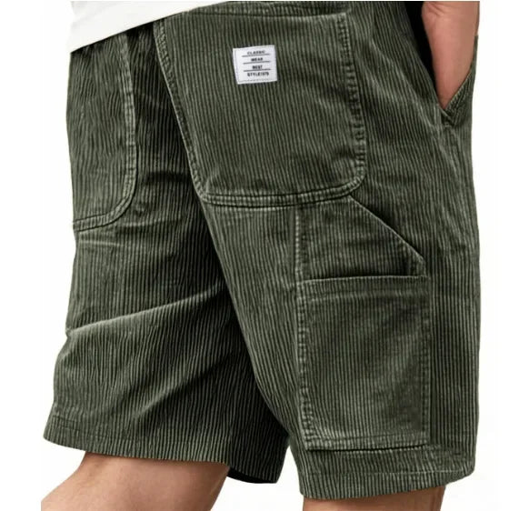 Men’s Corduroy Elastic-Waist Cargo Shorts