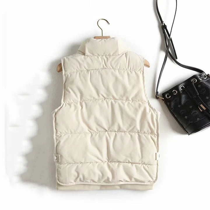 Gilet matelassé sans manches pour femme en nylon, veste d’extérieur rembourrée